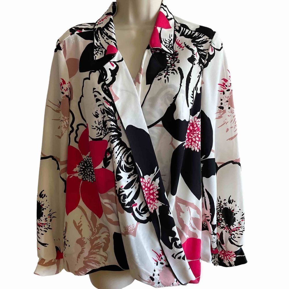 Alfani ~ Womens long sleeve ~ cross over blouse ~ size Medium